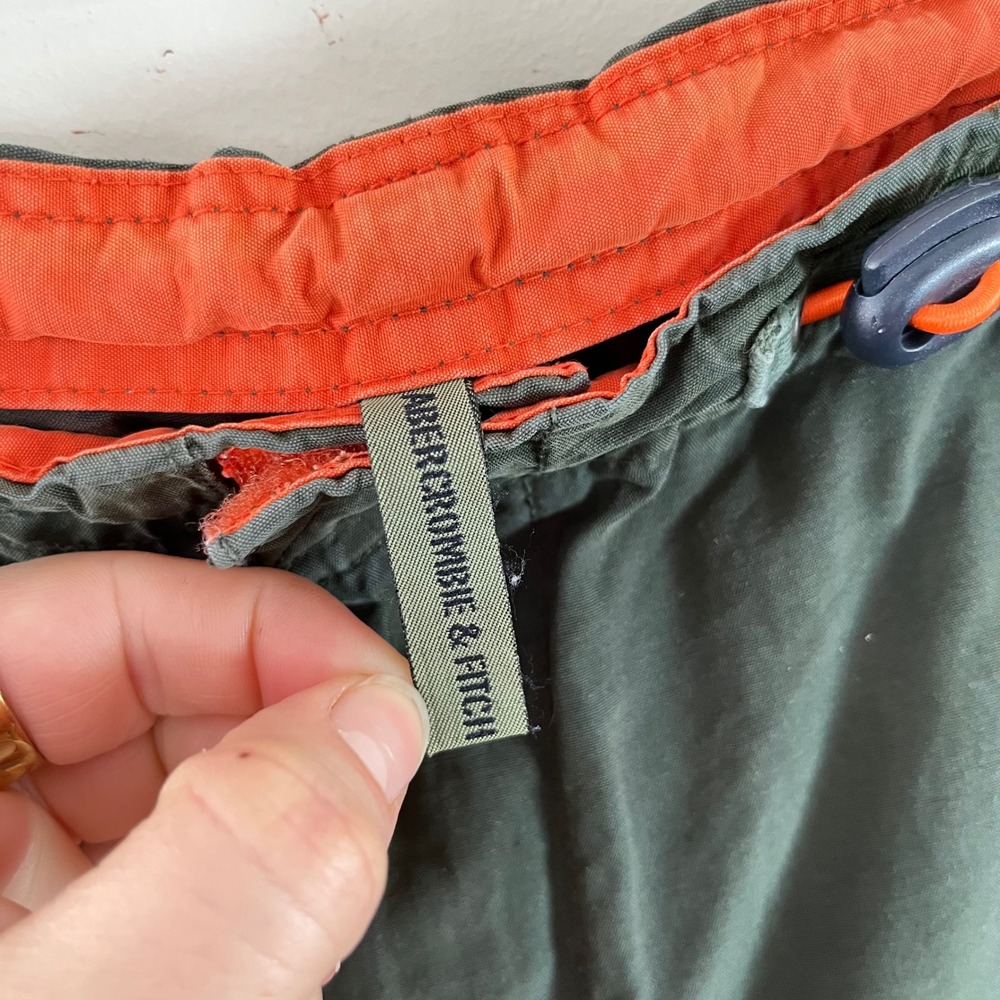 Vintage Y2K Abercrombie & Fitch Capri Pants Army Green Orange Womens 6 Utility - Picture 7 of 9